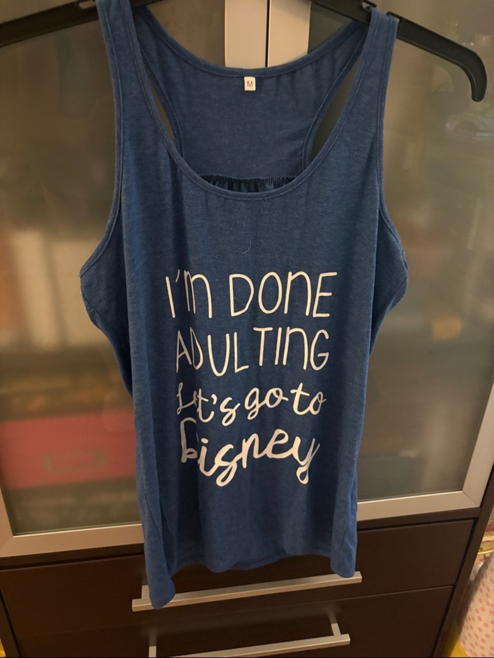 Blue Graphic Tank Top "I'm Done Adulting"